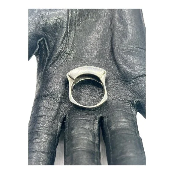 925 Italy Sterling Silver Estate Vintage Ring Artistic Sleek Wide Size 6.75 - Picture 7 of 11